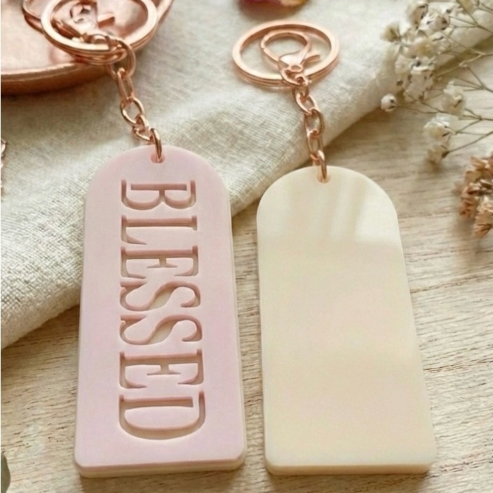 Pink 'Blessed' Keychain - Picture 3 of 7